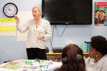 early ed instructor teaching oral health class to teachers